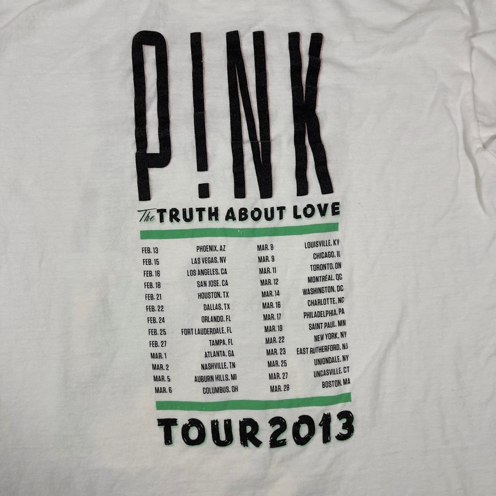 P!nk The Truth About Love Tour 2013 T-Shirt Adult Medium White Graphic Concert - Picture 9 of 9